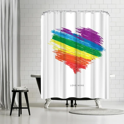 Love Wins Rainbow Scrawl by Motivated Type Shower Curtain 71" x 74"