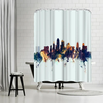 Kansas City Skyline New 3 by Michael Tompsett - Art Pause Shower Curtain 71" x 74"