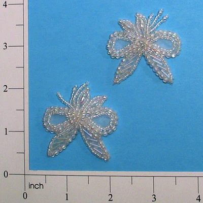 Beaded Bow with Leaf Applique/Patch Pack of 2