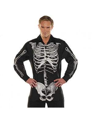 Men's Skeleton Bones Costume Dress Shirt