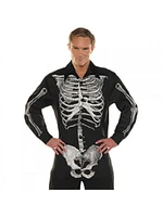 Men's Skeleton Bones Costume Dress Shirt