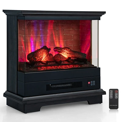 Costway 27'' Electric Fireplace Heater Freestanding 1400W Remote Control Timing Function Brown/Black/White