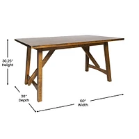 Merrick Lane Carroll Wooden Dining Table with Trestle Style Base