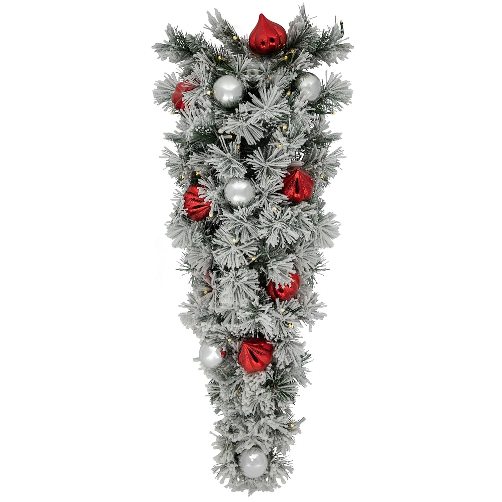 Northlight 3' Pre-Lit Snowy Bristle Pine Artificial Christmas Swag, Warm White LED Lights