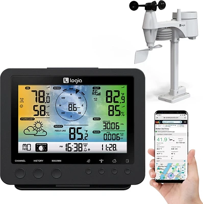 Logia 5-in-1 WiFi Wireless Weather Station with Full Color LED Display