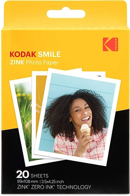 Kodak Zink Photo Paper 3.5x4.25", Zink Paper Compatible with Kodak Smile Classic Instant Camera