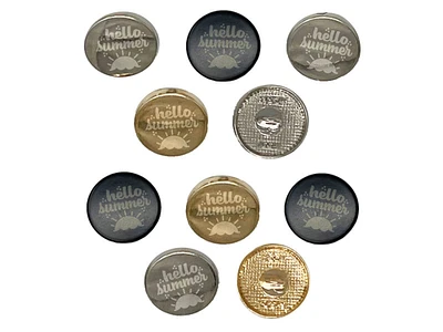 Hello Summer 0.6" (15mm) Round Metal Shank Buttons for Sewing - Set of 10