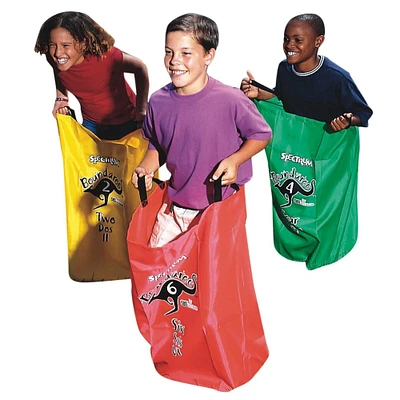 S&S Worldwide Boundaroos Fabric Hop Sacks. 30" L x 13" x 13" Sacks with Sewn on Handles. Machine Washable and Dryer Safe. Great for Field Days and Backyard Fun. Set of 6 Different Colored Sacks.
