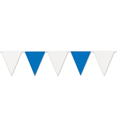 Beistle Pack of 12 Blue and White All Weather Party Pennant Banners  17" x 30'