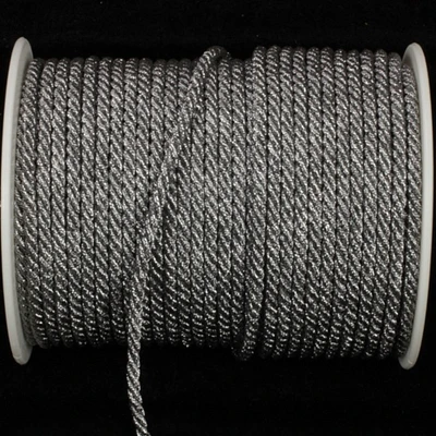 The Ribbon People Pewter Gray Metalized Braided Cording Craft Ribbon 0.2" x 55 Yards