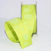 The Ribbon People Lime Green Polka Dotted Fine Taffeta Wired Craft Ribbon 1.5" x 27 Yards