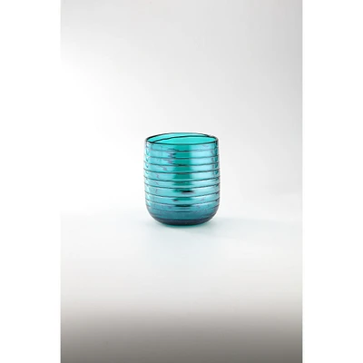 CC Home Furnishings 7.5” Blue Cylinder Glass Floral Vase Tabletop Decoration