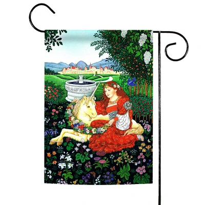 Toland Home Garden Green and Red Floral Unicorn Outdoor Rectangular Mini Garden Flag 18" x 12.5"