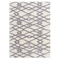 Chaudhary Living 7.75' x 10' Gray and Cream Moroccan Geometric Rectangular Shag Area Throw Rug