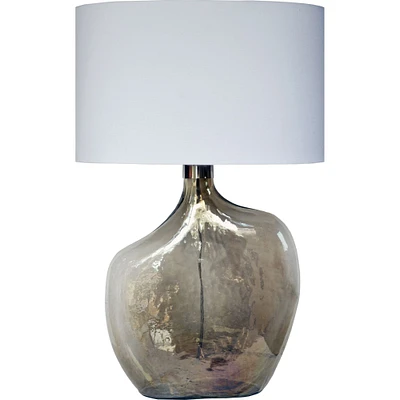 Signature Home Collection 27.5" Smoke Luster Glass Table Lamp with Off White Modified Drum Shade