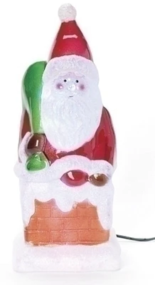 Roman 12" Red and White LED Lighted Color Changing Santa Claus in Chimney Christmas Figure