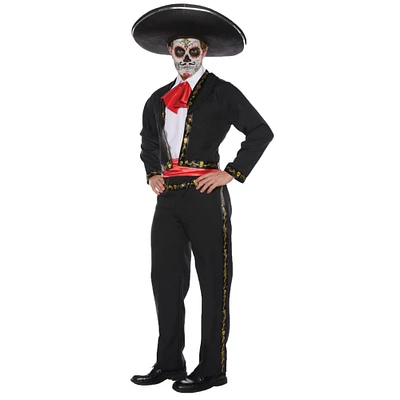 The Costume Center Black and White Skull Mariachi Men Adult Halloween Costume - One Size
