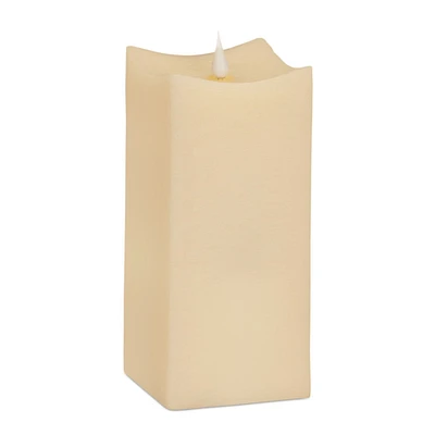 Contemporary Home Living Set of 2 Beige Simplux LED Squared Candles with Moving Flame 8"