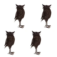 Outdoor Living and Style Set of 4 Brown Solar LED Lighted Owl Outdoor Garden Statues 16.5"