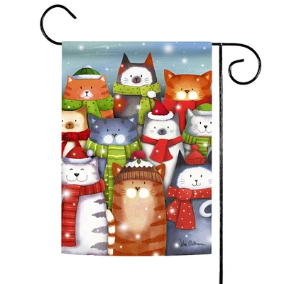 Toland Home Garden Brown and Gray Cat Caroling Christmas Outdoor Garden Flag 18" x 12.5"