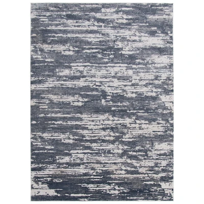 Chaudhary Living 6.5' x 9.5' Charcoal Gray and Blue Distressed Rectangular Area Throw Rug