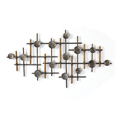 Contemporary Home Living 39.25" Black Wood and Metal Wall Sculpture