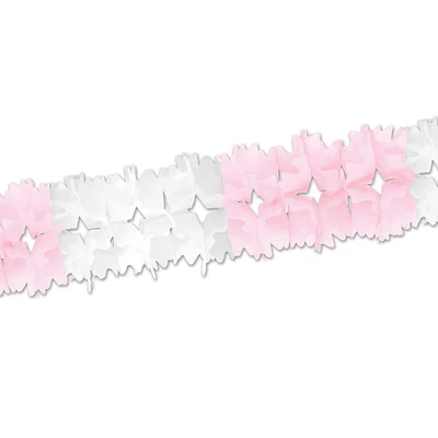 Beistle Club Pack of 12  Pretty Pink and White Festive Pageant Garland Decorations 14.5'