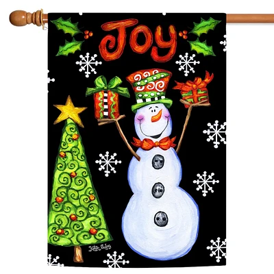 Toland Home Garden Christmas Snowman "Joy" Outdoor House Flag 40" x 28"