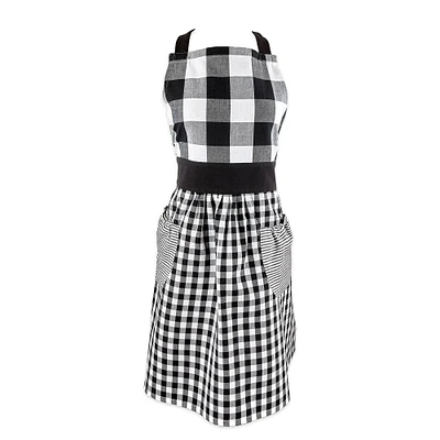 Contemporary Home Living 33.5" Black and White Gingham Apron
