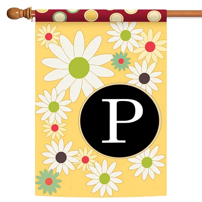 Toland Home Garden Floral Monogram Letter Outdoor House Flag 40" x 28