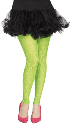 The Costume Center Green 80's Lace Footless Women Adult Halloween Tights Costume Accessory - One Size