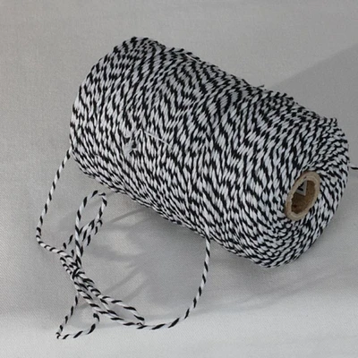 The Ribbon People Black and White Striped Pattern Craft Twine 0.05" x 220 Yards