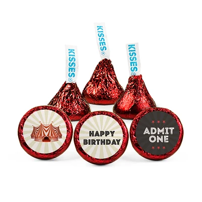100ct Circus Birthday Candy Party Favors Hershey's Kisses Milk Chocolate (100 Candies + 1 Sheet Stickers) - Assembly Required - by Just Candy