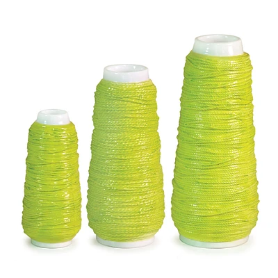 Melrose Set of 3 Neon Green Spring Serenity Spool of Yarn Flower Vases 10.5"