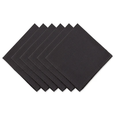 Contemporary Home Living Set of 6 Solid Black Square Napkin, 20"