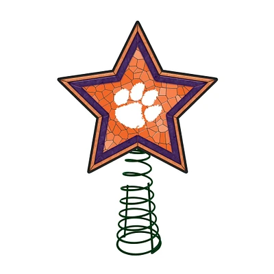 The Memory Company 10" Lighted Orange and Purple Star NCAA Clemson Tigers Mosaic Christmas Tree Topper
