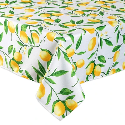 Contemporary Home Living 52" Daffodil Yellow and Green Lemon Bliss Printed Square Tablecloth