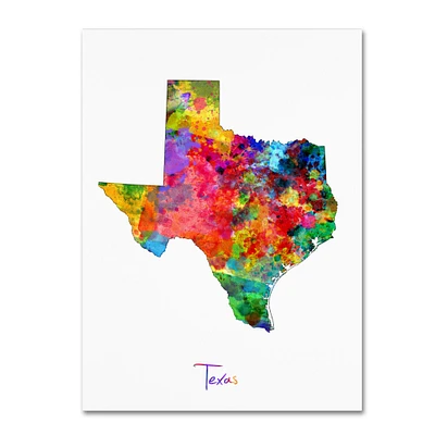 Trademark Fine Art Michael Tompsett Texas Map Canvas Wall Art 35 x 47 Inches