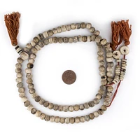 108 8mm Rustic Grey Bone Mala Beads - Handmade Fair Trade Nepal Prayer Rosary Beads Necklace for Mediation, Yoga, Jewelry Making, Crafts - The Bead Chest