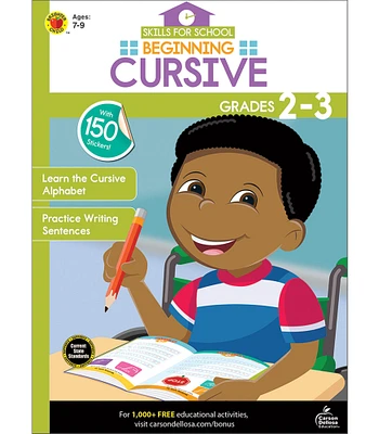 Carson Dellosa Skills for School: Beginning Cursive Workbook—Grades 2-3 Cursive Writing Practice, Tracing Letters, Words, Sentences Writing Skills (64 pgs)