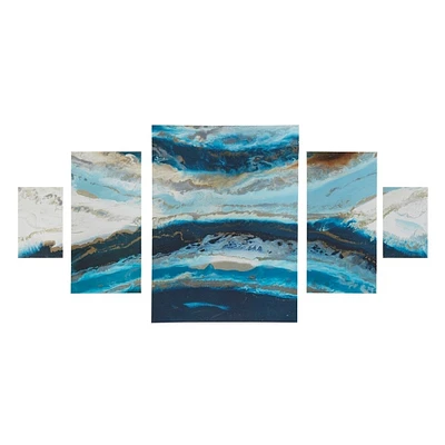 Gracie Mills   Dunlap Radiant Fusion 5-Piece Abstract Canvas Wall Art Set - GRACE-9640