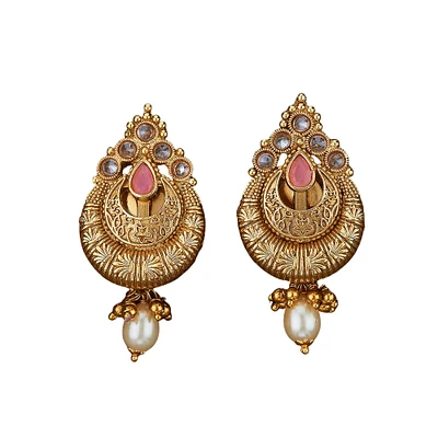 Ethnic Chandelier Earrings, Gold Plated Ethnic Traditional South Indian Jewellry,tops Earring, Womens Earrings, Gold Earing, Earings Jewelry, Jhumkas, Ear Rings,punjabi Pakistani