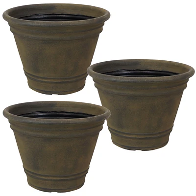 Sunnydaze 20 in Franklin Unbreakable Polyresin Planter - Sable - Set of 3 by