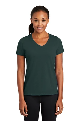 Fashionable Ladies Performance Blend V-Neck Tee - 4.5-ounce, 65/35 poly/cotton | Perfect blend of style and comfort with our Modern V-Neck Tee crafted from a soft and breathable cotton blend fabric