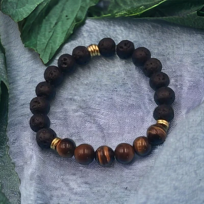 Lava Stone and Tiger Eye Essential Oil Diffuser Bracelet
