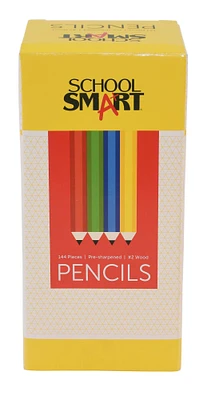 School Smart No 2 Pencils, Hexagonal with Latex-Free Erasers, Assorted Body Colors, Pack of 144