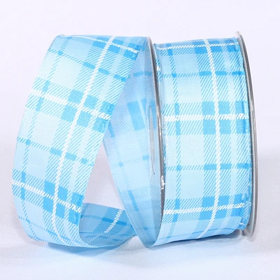 The Ribbon People Blue and White Spring Plaid Wired Craft Ribbon 1.5" x 54 Yards