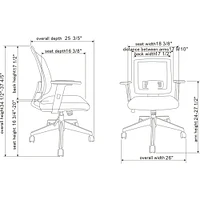 Lorell Task Chair, Mid-Back, 24-1/2"Wx25-1/4"Lx42-1/2"H, Black