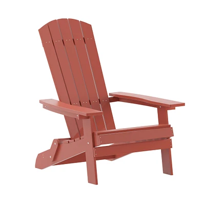 Merrick Lane Riviera Poly Resin Folding Adirondack Lounge Chair - All-Weather Indoor/Outdoor Patio Chair