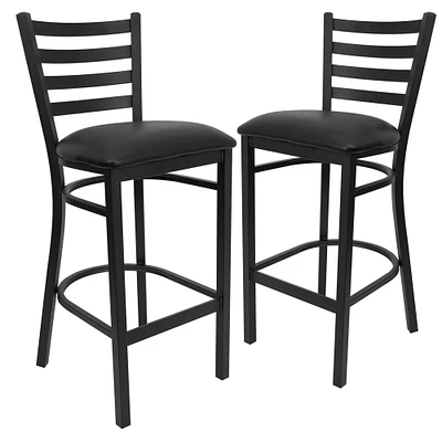 Emma and Oliver 2 Pack Ladder Back Metal Restaurant Barstool